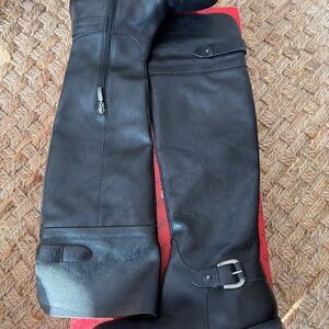 Guess Over the Knee Black Leather Boots